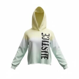 Justice Girls Tie Dye Hoodie Size 12 Yellow White Cropped Sweatshirt